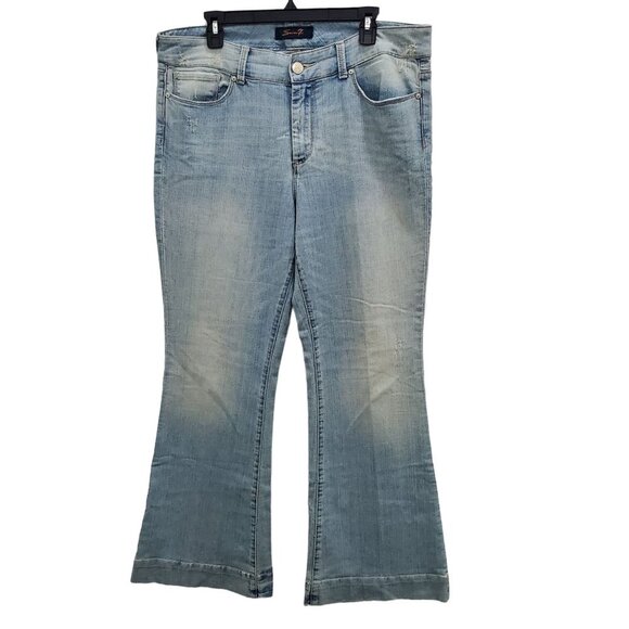 Seven7 Woman's Light Wash Embellished Pocket Flare Leg Denim Jeans Plus‎ Size 14 - Picture 1 of 7